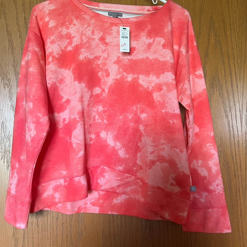 Talbots Pink and White Relaxed Long Sleeve Sweatshirt